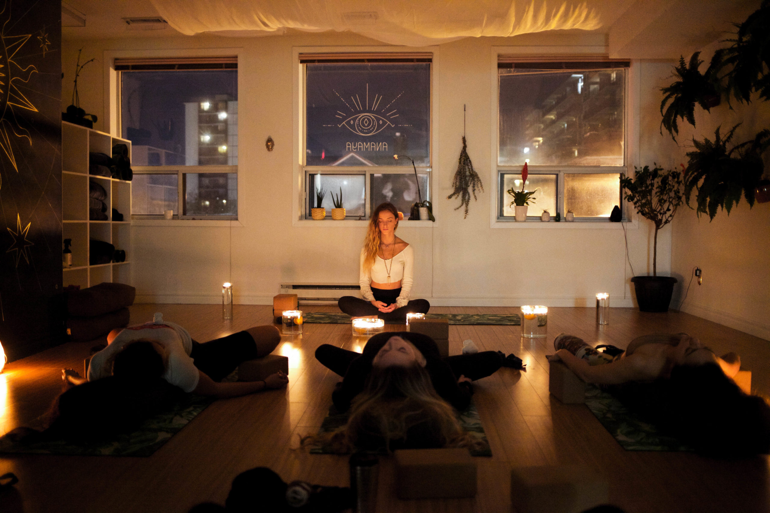 Anja leading a class in her new place as a yoga studio owner