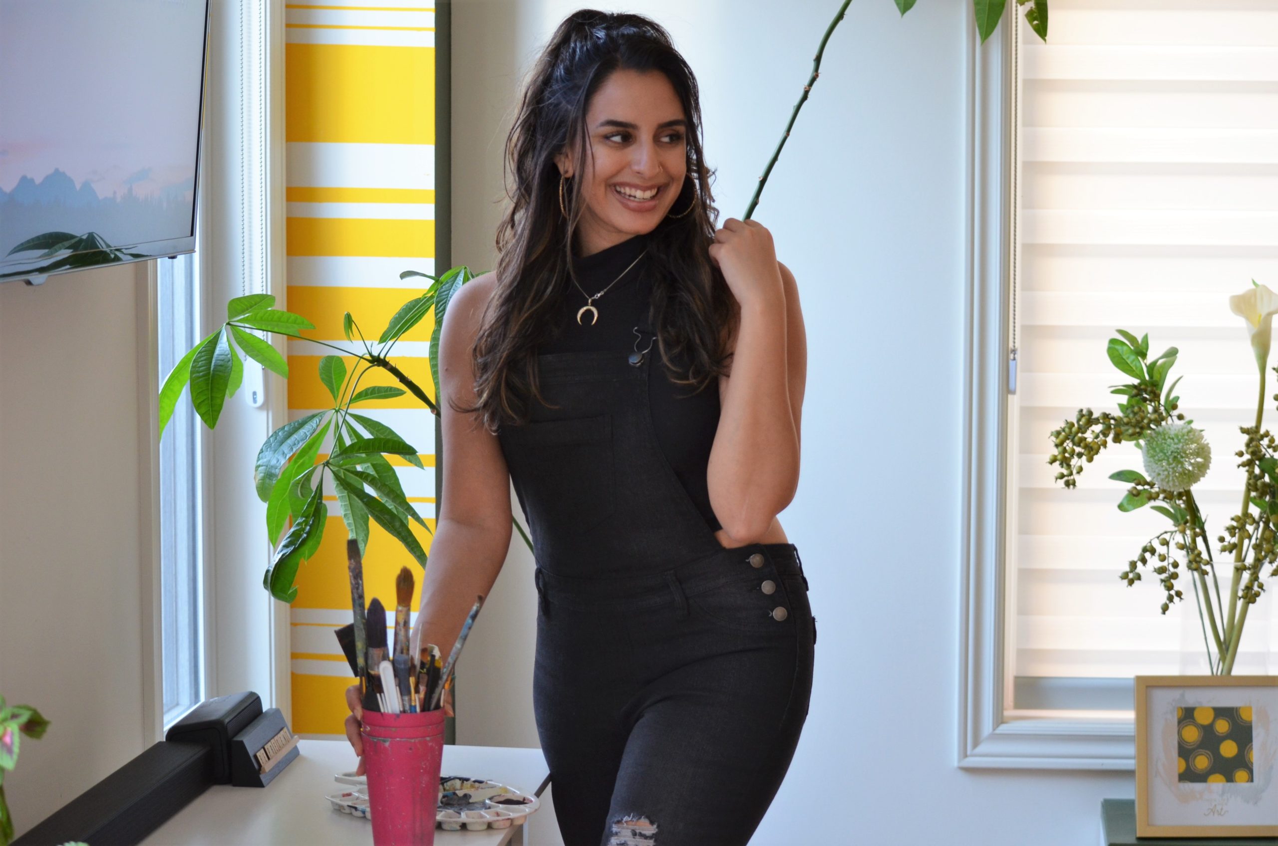 Jasmin Pannu, Toronto art entrepreneur, in her home studio and office