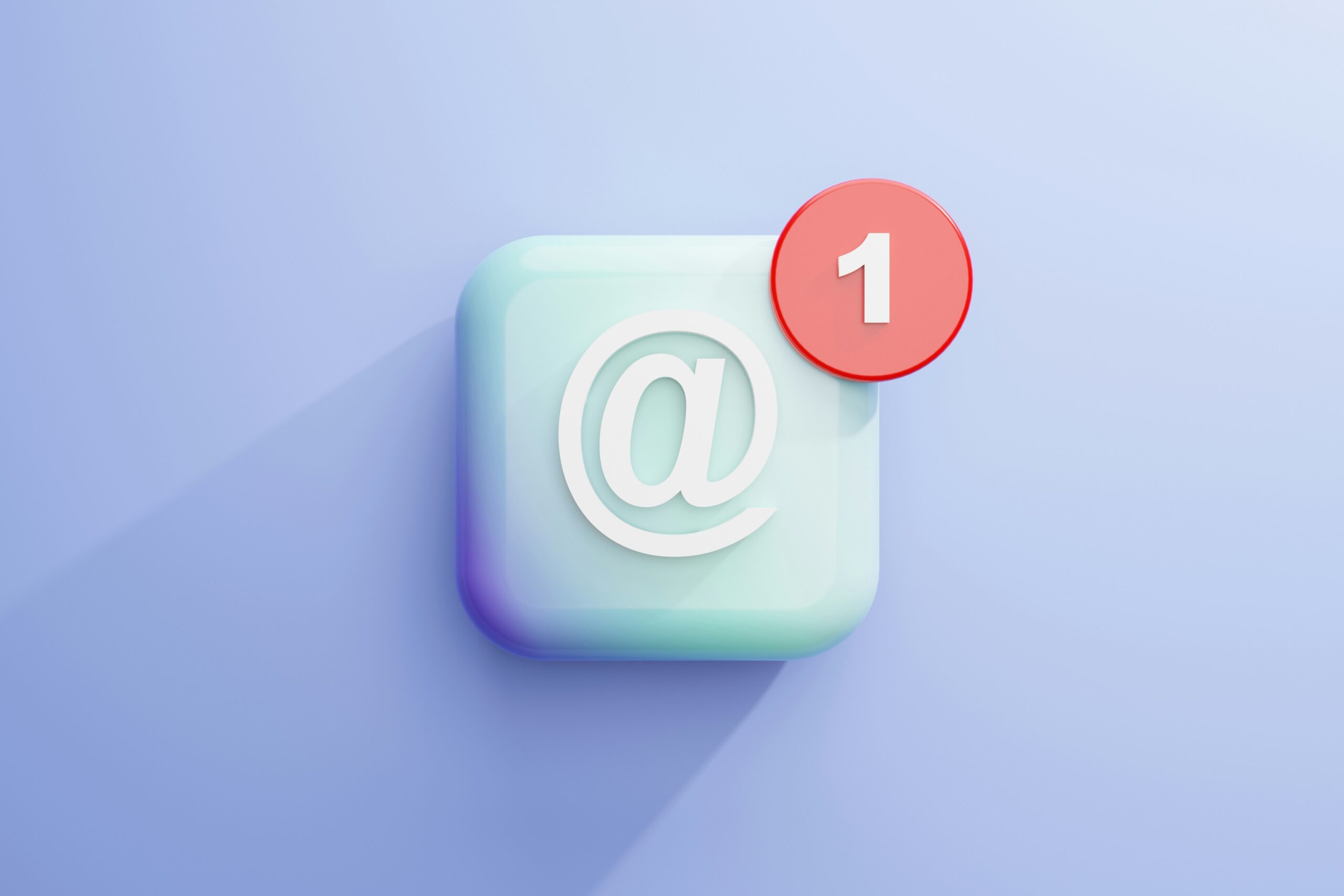 an email icon and a notification