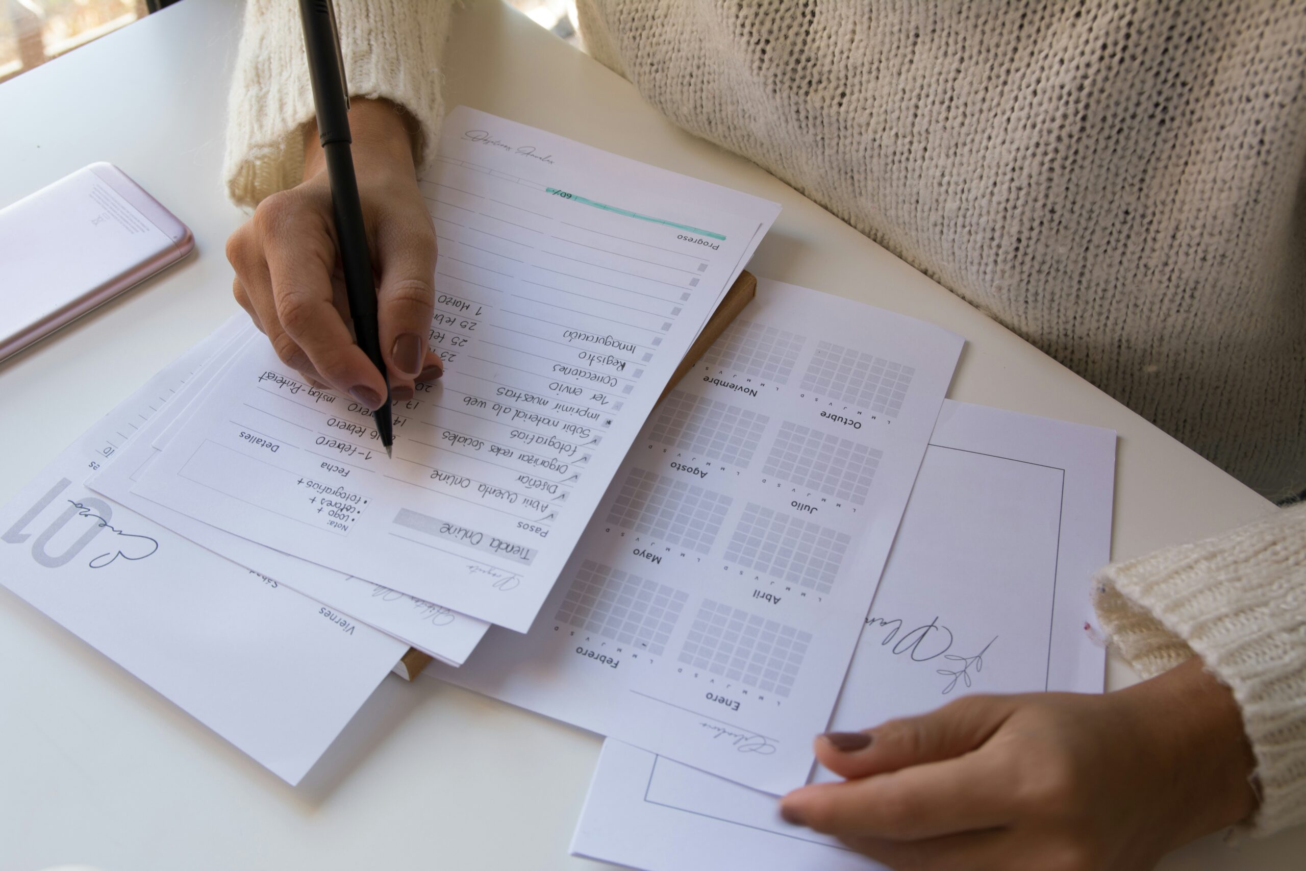 professional writer working on technical document checklist