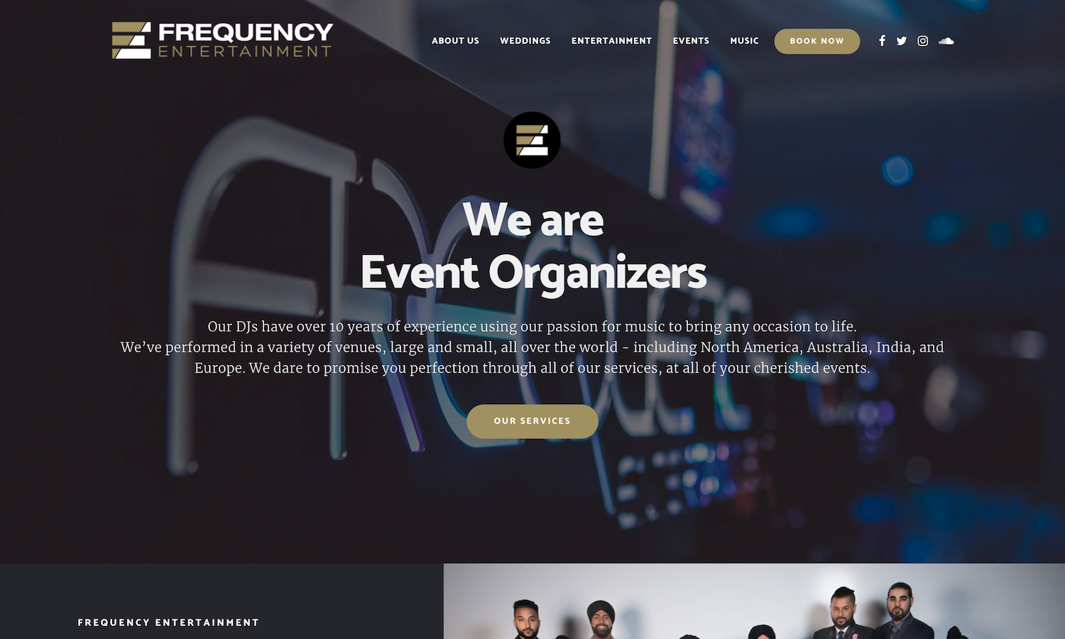 screenshot of Frequency entertainment website